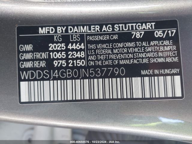 WDDSJ4GB0JN537790 Mercedes-Benz CLA 250 4MATIC