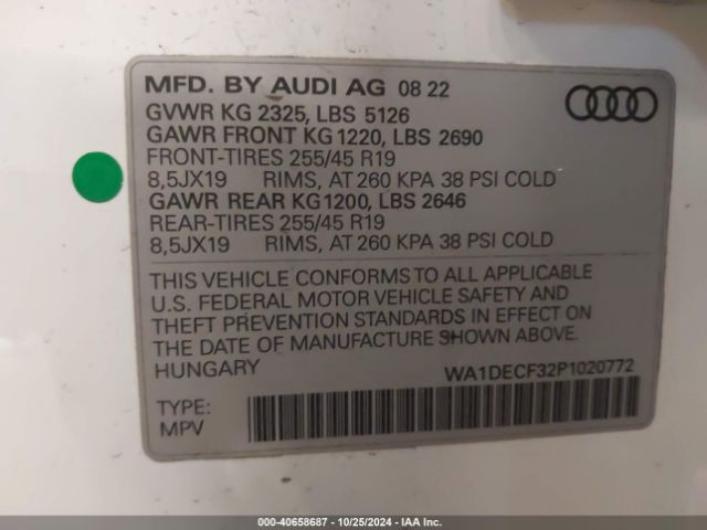 WA1DECF32P1020772 Audi Q3 Premium 45 Tfsi S Line Quattro Tiptronic