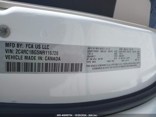 Chrysler Pacifica Touring L 2022 2C4RC1BG5NR116726 Image 9