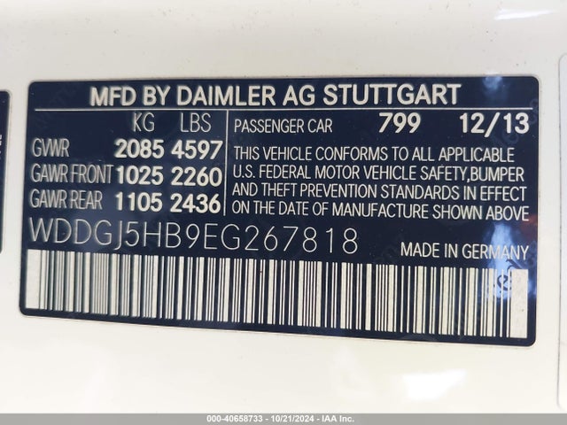WDDGJ5HB9EG267818 Mercedes-Benz C 350 Sport