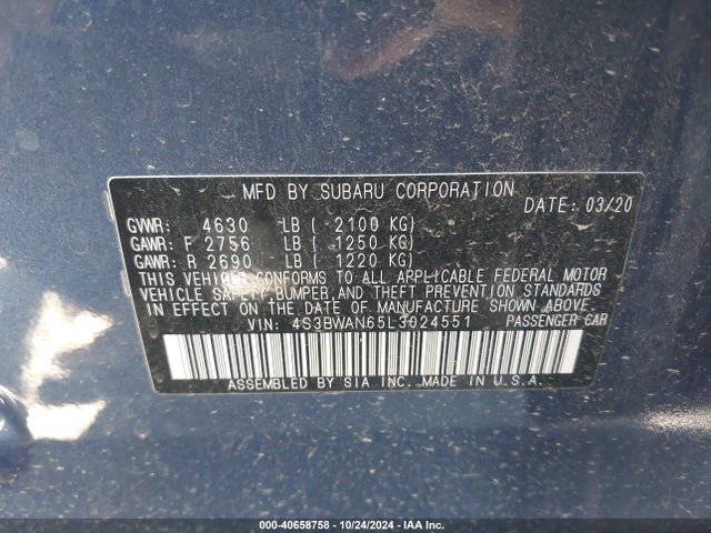 4S3BWAN65L3024551 Subaru Legacy Limited
