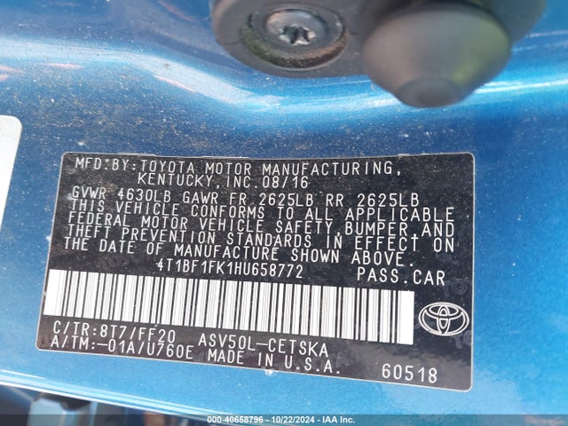 Toyota CAMRY SE 2017 4T1BF1FK1HU658772 Image 9