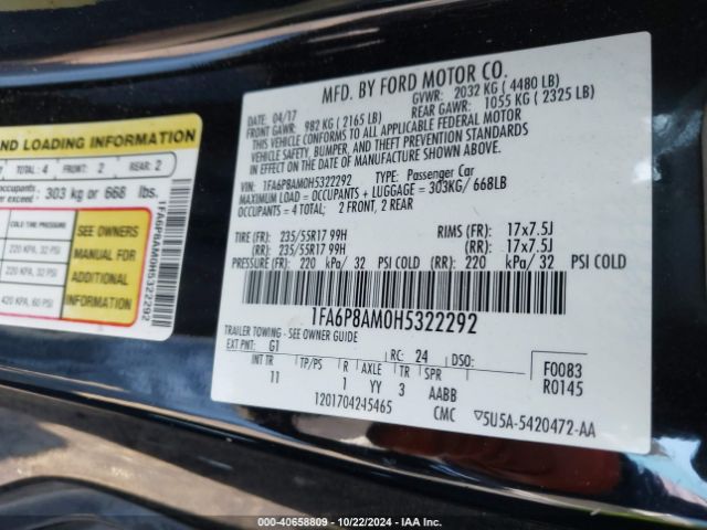 1FA6P8AM0H5322292 Ford Mustang V6