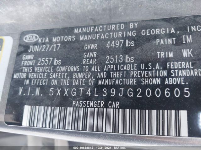 5XXGT4L39JG200605 KIA Optima Lx