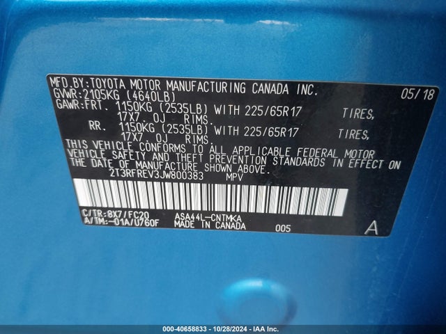 Toyota Rav4 Xle 2018 2T3RFREV3JW800383 Image 9