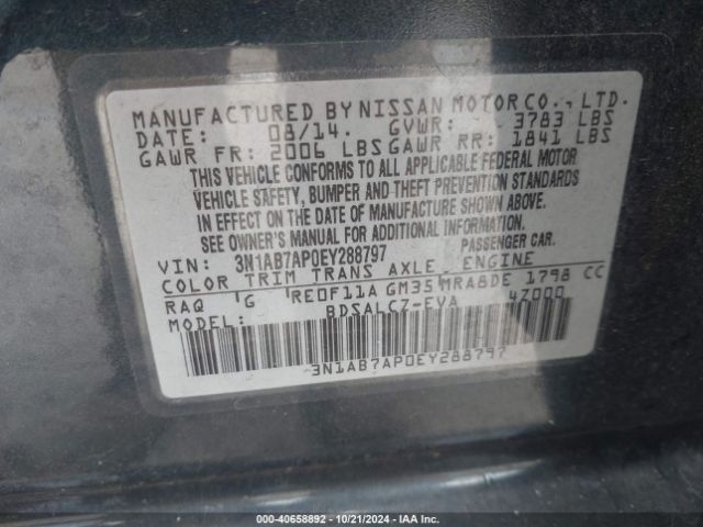 3N1AB7AP0EY288797 Nissan SENTRA S