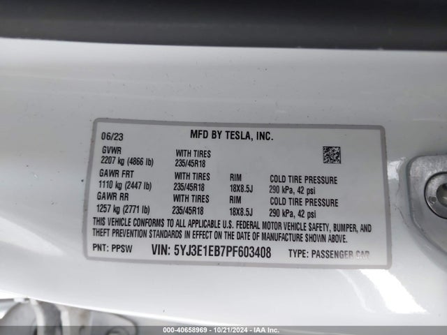 2023 TESLA MODEL 3 5YJ3E1EB7PF603408 Photo 8