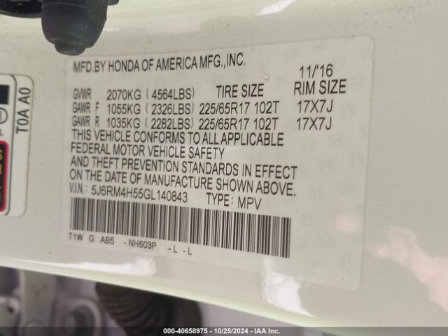 5J6RM4H55GL140843 Honda CR-V EX