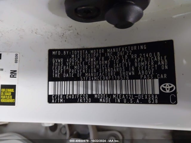 Toyota Corolla Se Nightshade Edition 2022 5YFS4MCE9NP119576 Image 9