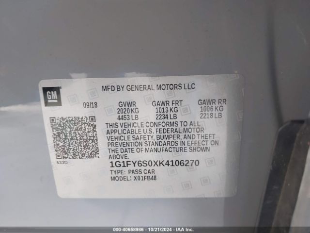 2019 CHEVROLET BOLT EV 1G1FY6S0XK4106270 Photo 8