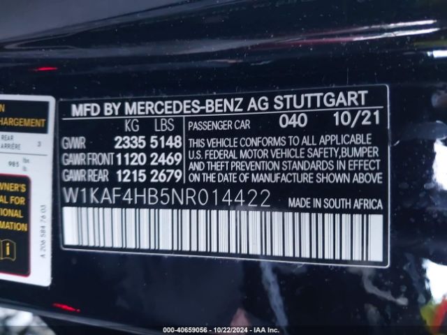 W1KAF4HB5NR014422 Mercedes-Benz C 300 4matic