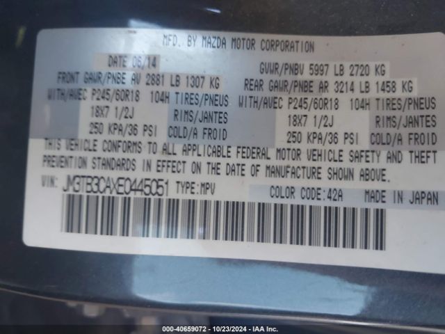 JM3TB3CAXE0445051 Mazda Cx-9 Touring