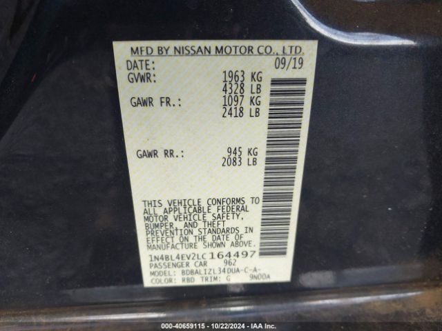 1N4BL4EV2LC164497 Nissan Altima Sl Fwd