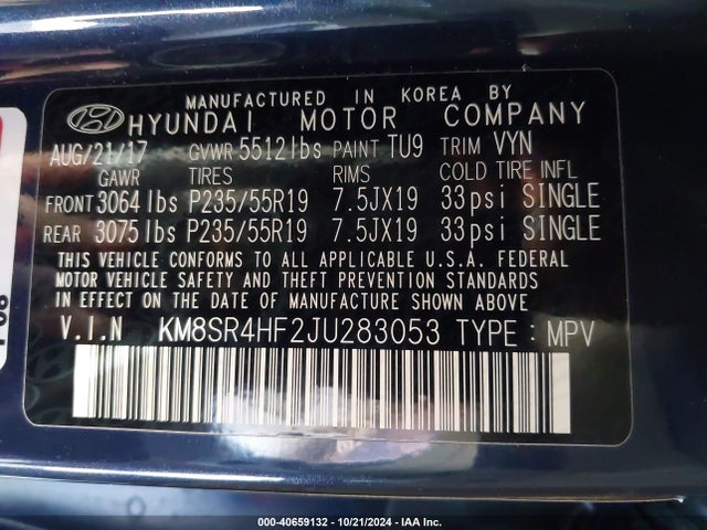 Hyundai Santa Fe Se Ultimate 2018 KM8SR4HF2JU283053 Image 9