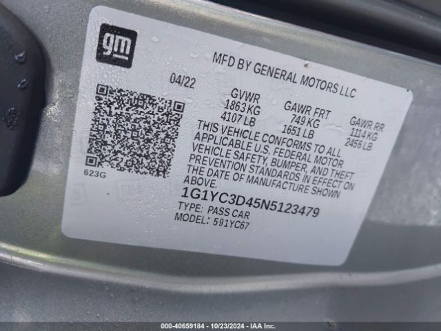 1G1YC3D45N5123479 Chevrolet Corvette Stingray Rwd  3lt