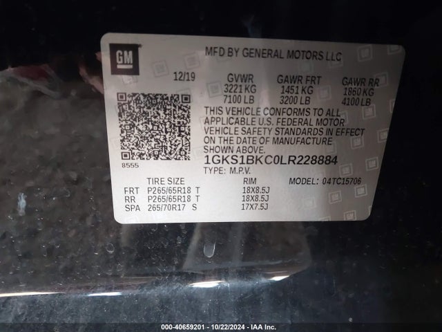 1GKS1BKC0LR228884 GMC Yukon 2wd Slt