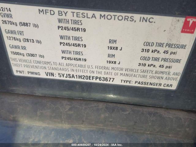 5YJSA1H20EFP63677 Tesla Model S P85d