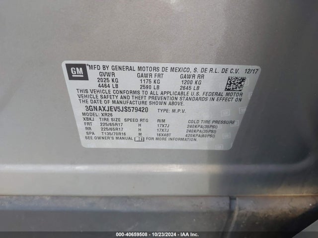 Chevrolet EQUINOX LT 2018 3GNAXJEV5JS579420 Image 9