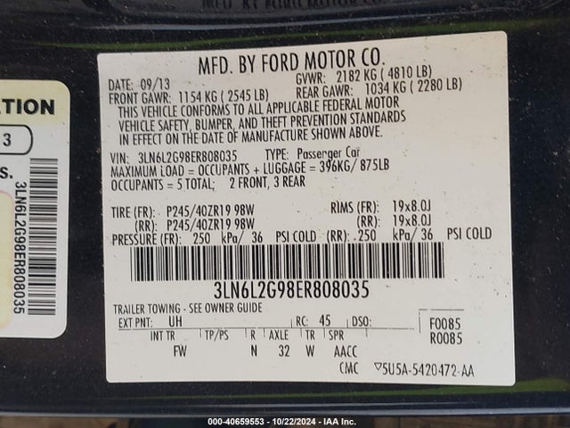 3LN6L2G98ER808035 Lincoln MKZ