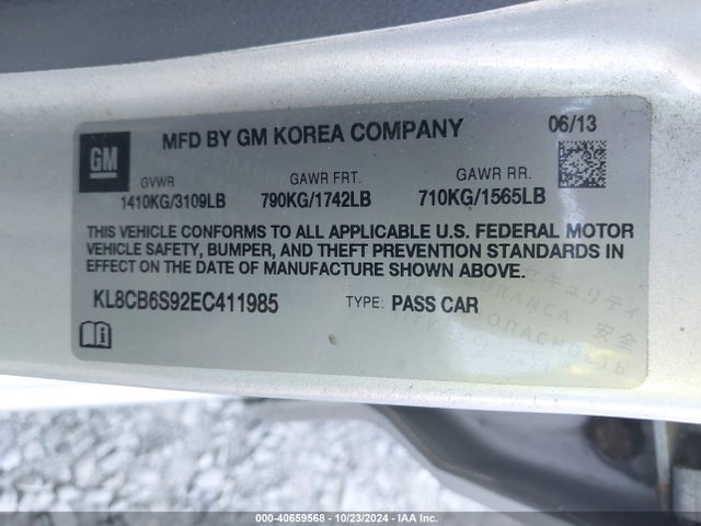 Chevrolet Spark Ls Auto 2014 KL8CB6S92EC411985 Image 9