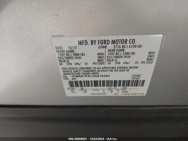 1FM5K7F81JGA16363 Ford 3.5l ti-vct
