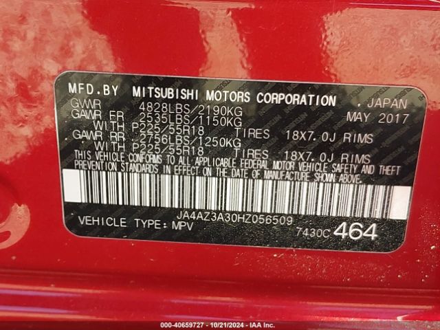 JA4AZ3A30HZ056509 Mitsubishi Outlander Se