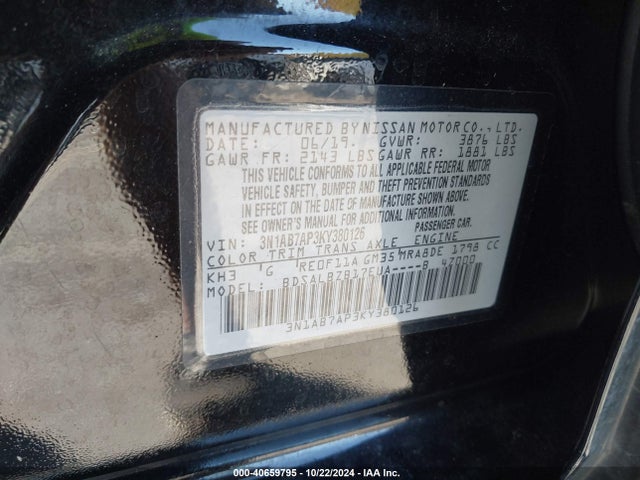 Nissan SENTRA S 2019 3N1AB7AP3KY380126 Image 9