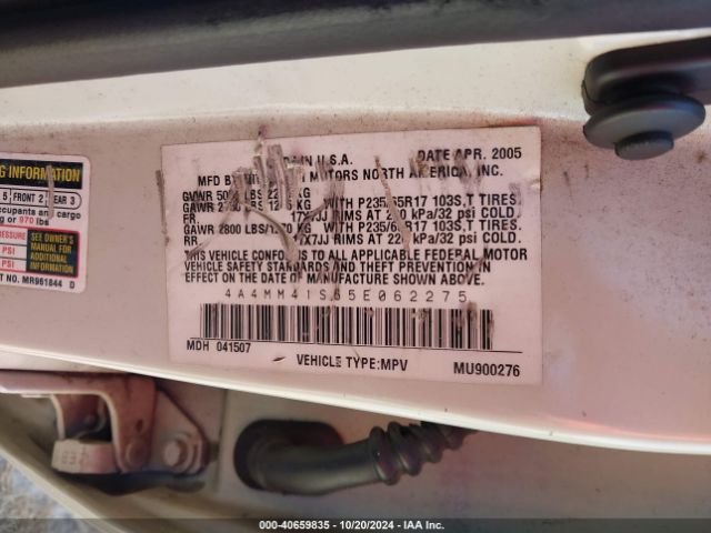 2005 MITSUBISHI ENDEAVOR 4A4MM41S65E062275 Photo 8