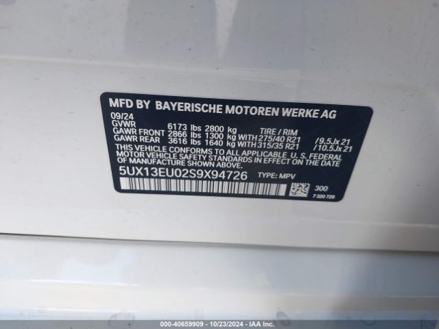 5UX13EU02S9X94726 BMW X5 Sdrive40i