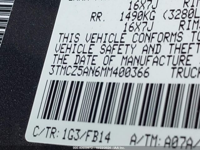 3TMCZ5AN6MM400366 Toyota Tacoma Sr V6