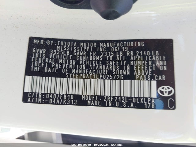 Toyota COROLLA LE 2020 5YFEPRAE1LP025726 Image 9