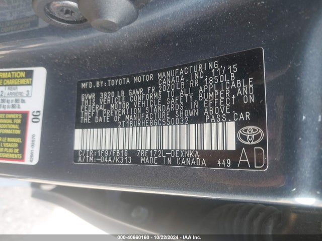 Toyota COROLLA LE 2016 2T1BURHE8GC550032 Image 9