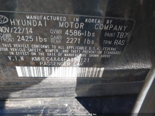 KMHEC4A44FA136121 Hyundai Sonata Hybrid Limited