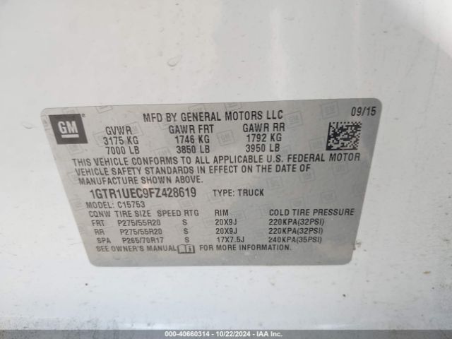 1GTR1UEC9FZ428619 GMC Sierra 1500 Sle