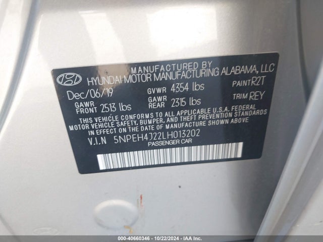 Hyundai Sonata Limited 2020 5NPEH4J22LH013202 Image 9