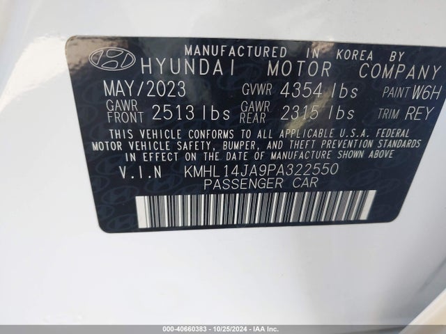 Hyundai SONATA SEL 2023 KMHL14JA9PA322550 Image 9