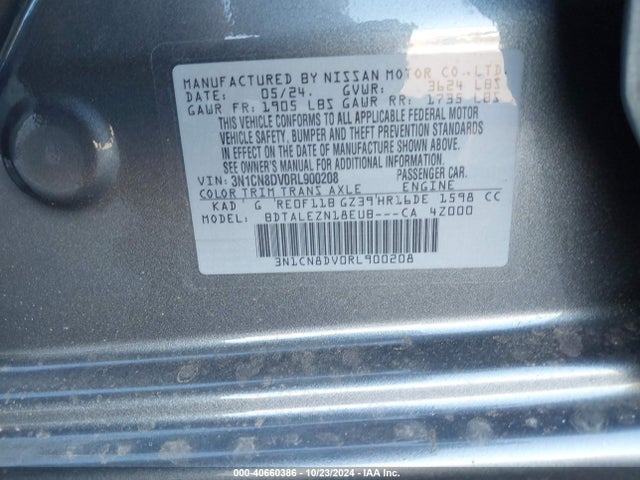 Nissan Versa 1.6 S 2024 3N1CN8DV0RL900208 Image 9