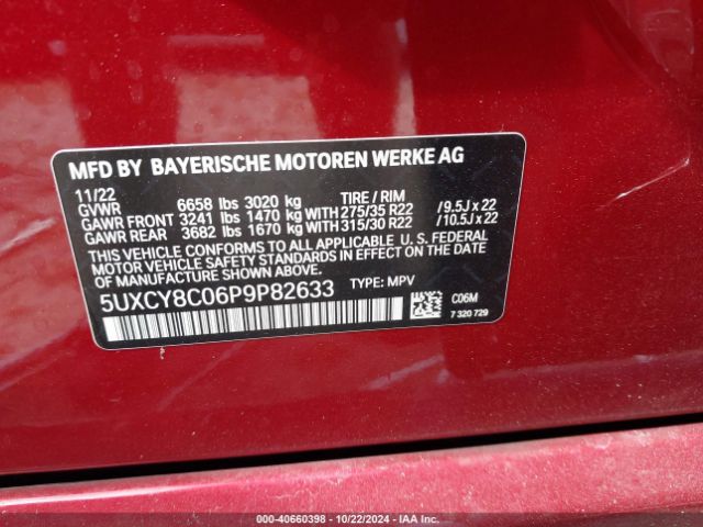 5UXCY8C06P9P82633 BMW X6 M50i