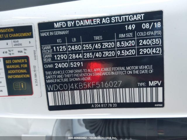 WDC0J4KB5KF516027 Mercedes-Benz Glc 300 Coupe 4matic