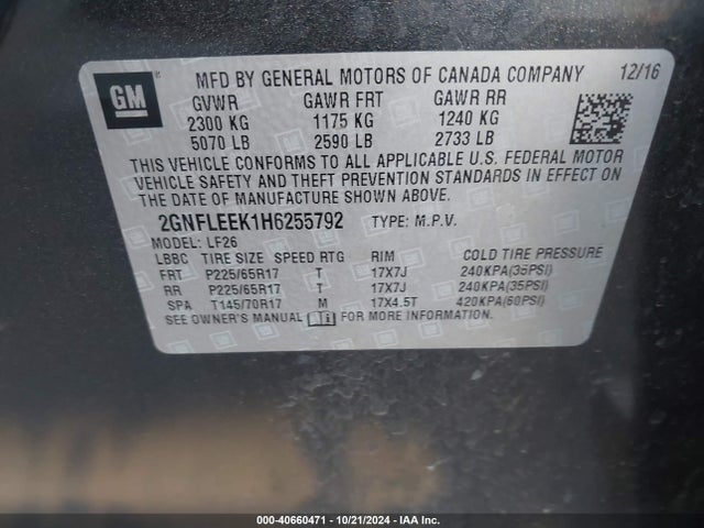 Chevrolet EQUINOX LS 2017 2GNFLEEK1H6255792 Image 9