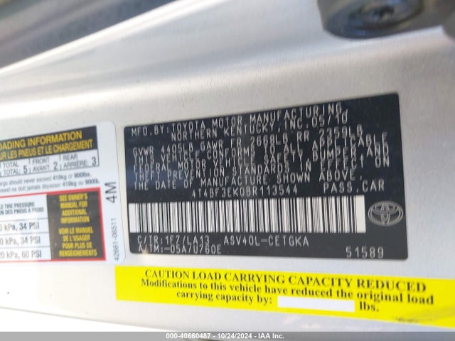 Продаж на аукціоні авто 2011 Toyota Camry Xle, vin: 4T4BF3EK0BR113544, номер лоту: 40660487