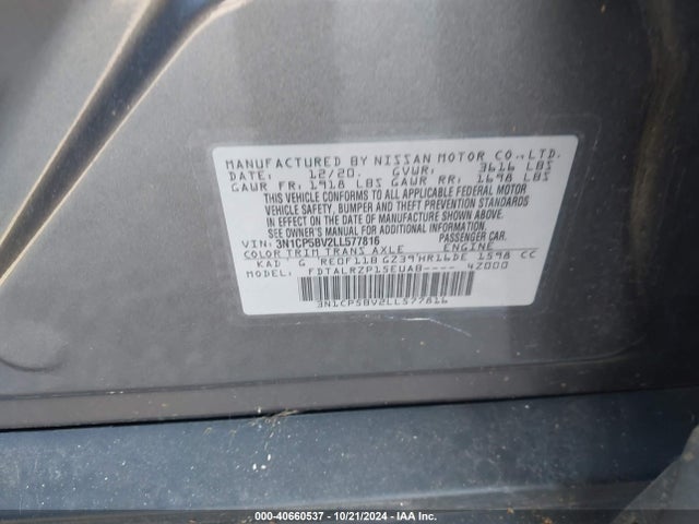 Nissan Kicks S Xtronic Cvt 2020 3N1CP5BV2LL577816 Image 9