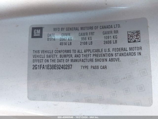 2G1FA1E38E9240287 Chevrolet Camaro 2ls