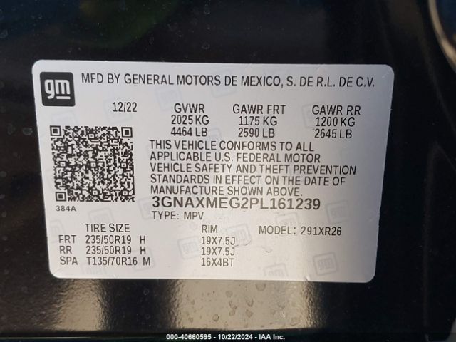 3GNAXMEG2PL161239 Chevrolet Equinox Fwd Rs
