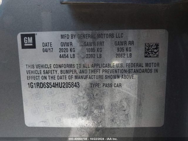 1G1RD6S54HU205843 Chevrolet Volt Premier