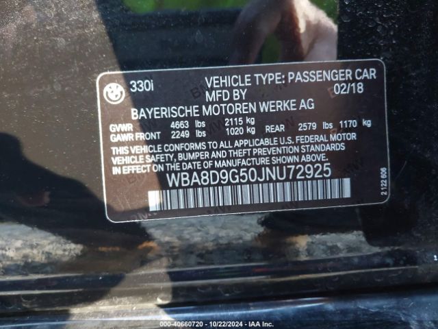 WBA8D9G50JNU72925 BMW 330i Xdrive