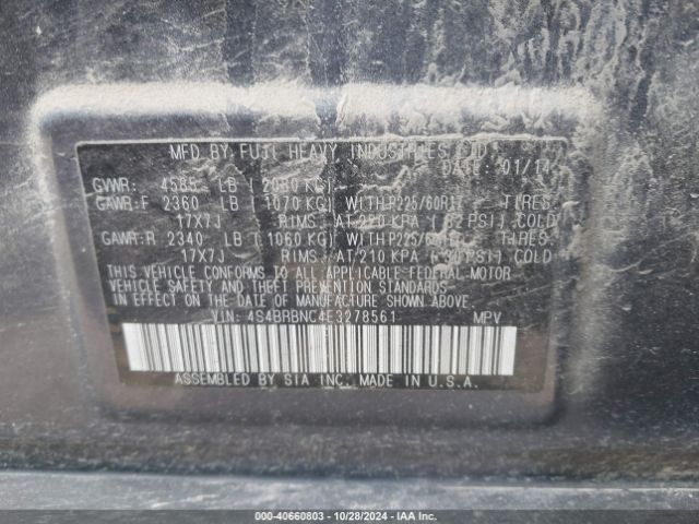 4S4BRBNC4E3278561 Subaru Outback 2.5i Limited