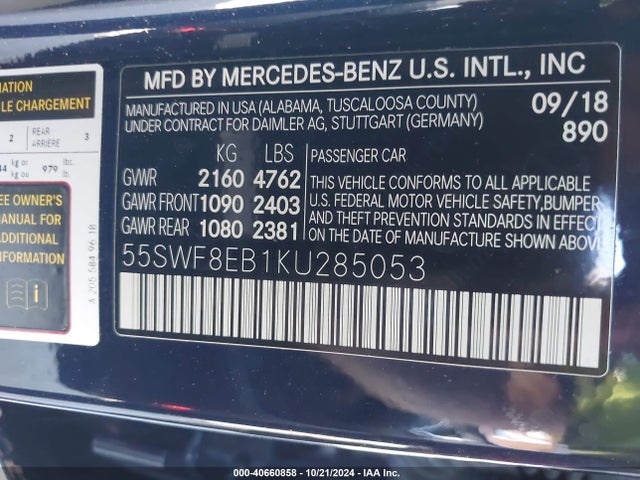 55SWF8EB1KU285053 Mercedes-Benz C 300 4matic