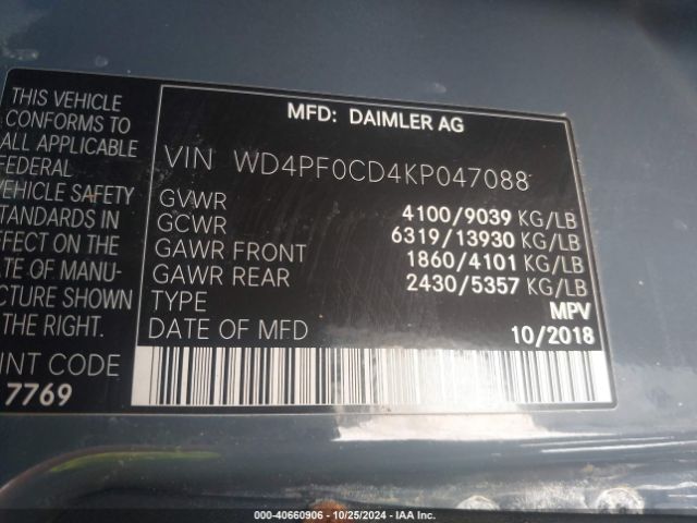 WD4PF0CD4KP047088 Mercedes-Benz Sprinter 2500 High Roof V6/standard Roof V6