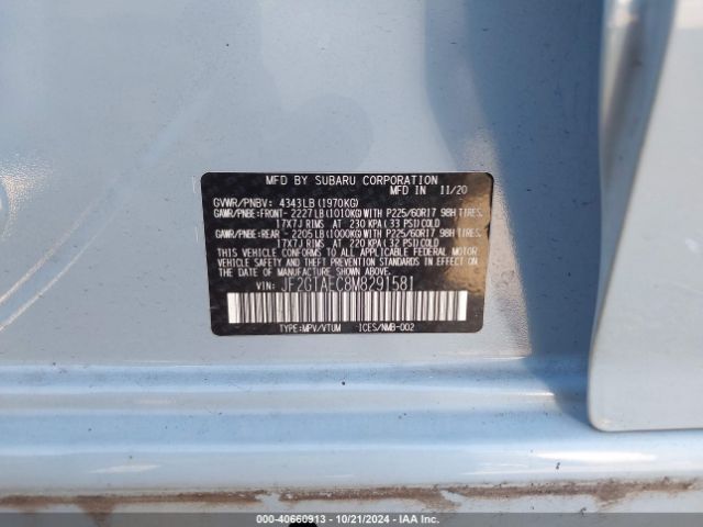 JF2GTAEC8M8291581 Subaru Crosstrek Premium